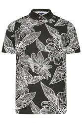 BadRhino Big & Tall Black Leaf Print Polo Shirt | BadRhino 7