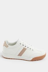 White Side Stripe Gum Sole Trainers In Extra Wide EEE Fit | Yours Clothing 2
