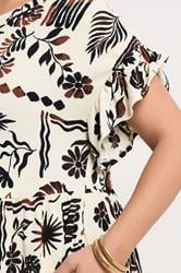 YOURS Plus Size Ivory White Abstract Midi Dress | Yours Clothing 4