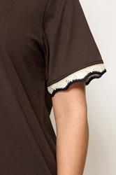 YOURS Plus Size Burnt Metallic Crochet Trim T-Shirt | Yours Clothing 4