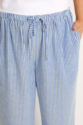 YOURS Plus Size Blue Stripe Linen Look Trousers | Yours Clothing 5