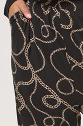 YOURS Plus Size Black Chain Print Wide Leg Trousers | Yours Clothing 4