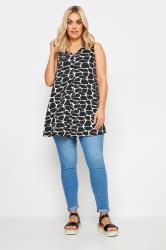 YOURS Plus Size Black Printed Vest Top | Yours Clothing 2