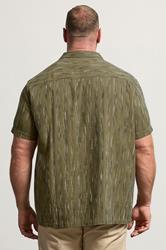 BadRhino Big & Tall Khaki Green Knitted Detail Revere Shirt | BadRhino 2