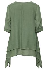 EVANS Plus Size Khaki Green Double Layer Blouse | Evans 2