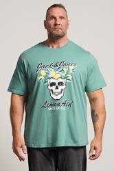 JACK & JONES Big & Tall Blue Tropical Skeleton Print Tee | BadRhino 3