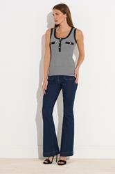 STAR Black Striped Ribbed Button Vest Top | StarByJM 1