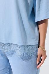 LIMITED COLLECTION Plus Size Light Blue Lace Hem T-Shirt | Yours Clothing 4