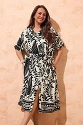 EVANS Plus Size Black Abstract Shirt Dress | Evans 3