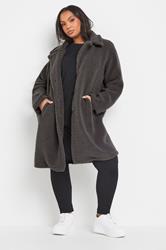 YOURS Plus Size Grey Faux Fur Teddy Coat | Yours Clothing 3