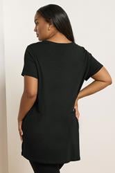 YOURS Plus Size Black Leopard Embellished T-Shirt | Yours Clothing 2