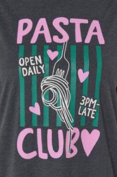YOURSET 2 PACK Plus Size Grey 'Pasta Club' Sleep Tee Nightdresses | Yours Clothing 6