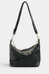 Black Ruched Chain Detail Shoulder Bag | Yours Clothing 3