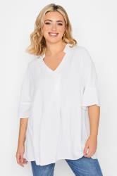 YOURS Curve Plus Size White Pleat Front Top | Yours Clothing 1