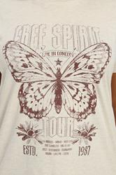 YOURS Plus Size Natural Brown 'Free Spirit' Embellished Graphic T-Shirt | Yours Clothing 4