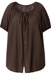 YOURS Curve Chocolate Brown Button Through Top