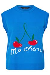 LIMITED COLLECTION Plus Size Blue Cherry Knitted Vest Top | Yours Clothing 5