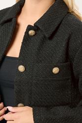 YOURS Plus Size Black Collared Boucle Jacket | Yours Clothing 4