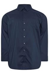 D555 Big & Tall Navy Blue Long Sleeve Non Iron Stretch Shirt