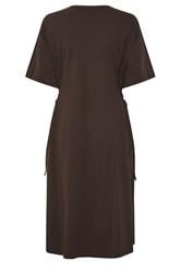 YOURS Plus Size Brown Front Tie Midi Dress | Yours Clothing 2