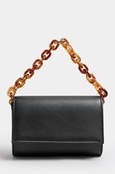 Black Faux Leather Double Chain Bag | Yours Clothing 3