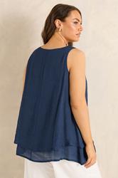 EVANS Plus Size Navy Blue Double Layer Vest Top | Evans 2