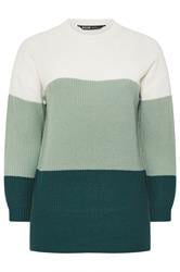 YOURS Curve Mint Green Colour Block Jumper