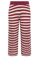 LIMITED COLLECTION Curve Burgundy Red Stripe Crochet Wide Leg Trousers