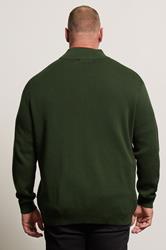 BadRhino Big & Tall Duffel Green Milano Quarter Zip Jumper | BadRhino 3
