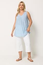 YOURS Plus Size Blue Ditsy Floral Cami Vest Top | Yours Clothing 1