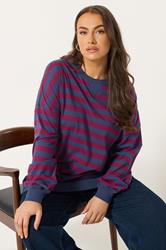 YOURS Plus Size Red Stripe Balloon Sleeve Top | Yours Clothing 1