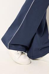 LTS Tall Women's Navy Blue Side Stripe Cotton Flared Leggings | Long Tall Sally 4
