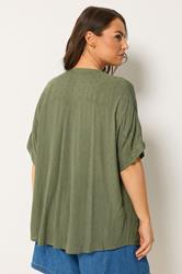 YOURS Plus Size Green Dobby Notch Neck Blouse | Yours Clothing 2