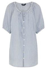 YOURS Plus Size Blue Stripe Print Puff Sleeve Blouse | Yours Clothing 5