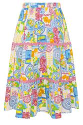 YOURS Curve White Tile Print Tiered Maxi Skirt