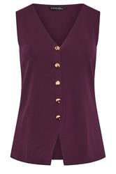 EVANS Curve Plum Purple Knitted Waistcoat