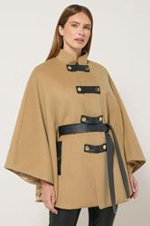 STAR Natural Brown Button Through Cape Coat | StarByJM 1