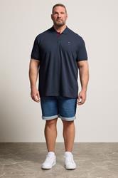 BadRhino Big & Tall Navy Blue & Red Contrast Polo Shirt | BadRhino 1