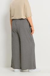 YOURS Plus Size Black Gingham Wide Leg Trousers | Yours Clothing 2