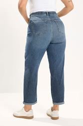 YOURS Plus Size Mid Blue Distressed Boyfriend Jeans | Yours Clothing 2