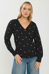 LTS Tall Women's Black & White Polka Dot Cardigan | Long Tall Sally 3