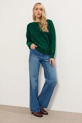 LTS Tall Dark Green Cable Knit Jumper | Long Tall Sally 1