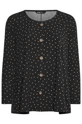 YOURS Curve Black Polka Dot Ribbed Swing Top