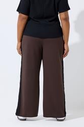 LIMITED COLLECTION Plus Size Chocolate Brown Lace Insert Trousers | Yours Clothing 4