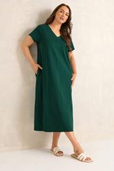 EVANS Plus Size Teal Green Cotton Midi Dress 1