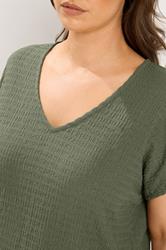 YOURS Plus Size Khaki Green Textured T-Shirt Co-ord | Yours Clothing 4