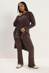 YOURS Plus Size Chocolate Brown Flare Leggings | Yours Clothing 3