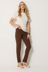 LTS Tall Chocolate Brown Slim Leg Trousers | Long Tall Sally 3