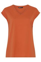 YOURS Curve Orange V-Neck Basic T-Shirt