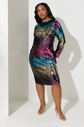 YOURS LONDON Plus Size Pink & Purple Ombre Sequin Shift Dress | Yours Clothing 3